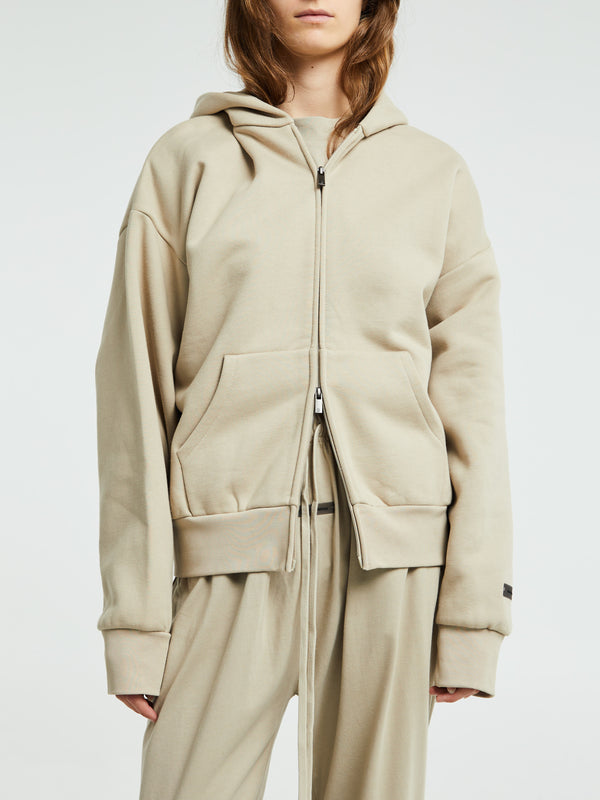 Stoy Classic Fit Fleece Zip-Up Hoodie In Timber