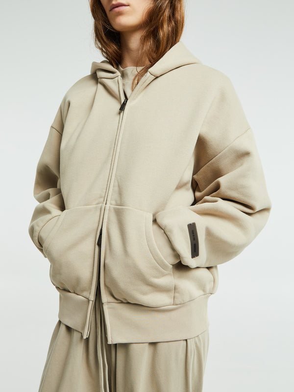 Stoy Classic Fit Fleece Zip-Up Hoodie In Timber