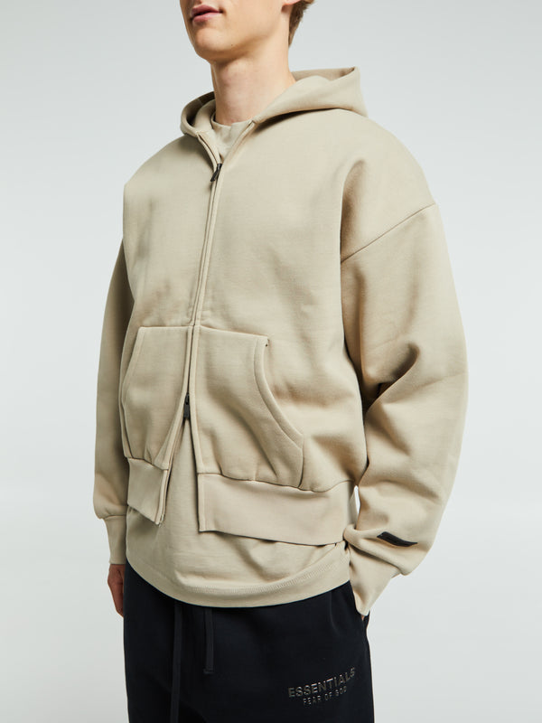 stoy Classic Fit Fleece Zip-Up Hoodie in Timber