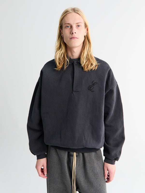 stoy Classic Polo Sweatshirt in Vintage Black