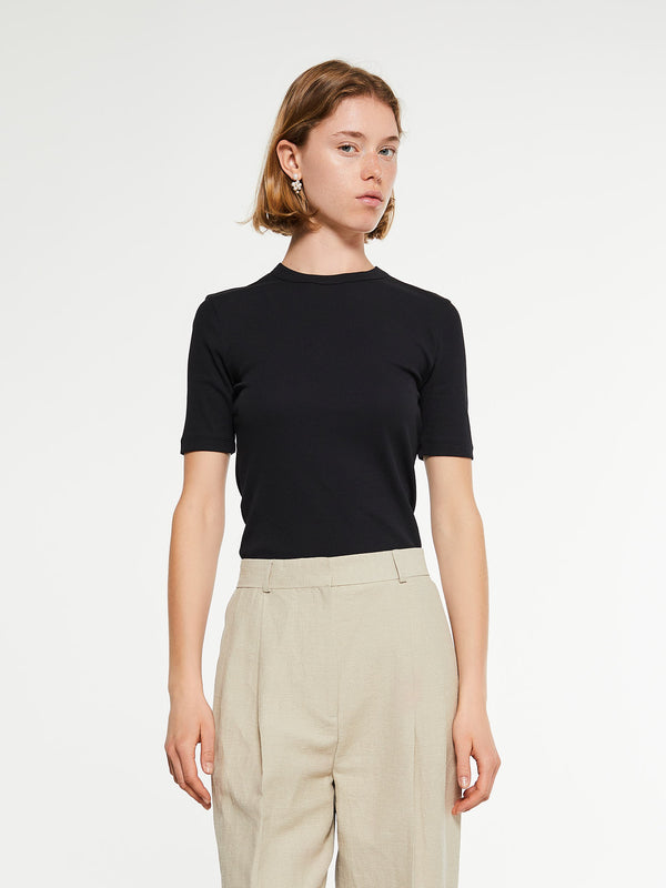 stoy Classic Rib T-Shirt in Black