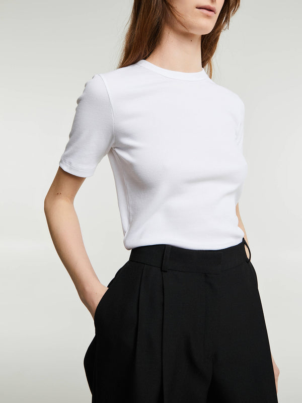 stoy Classic Rib T-Shirt in White