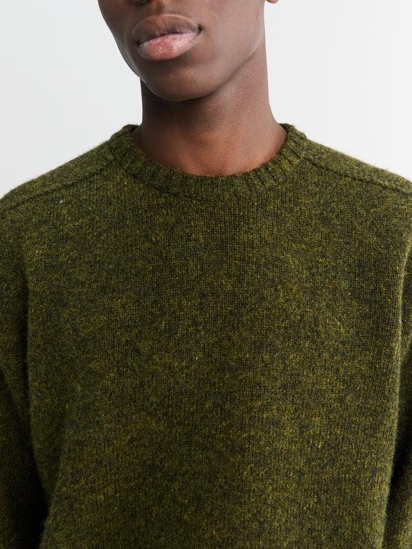 Stoy Classic Shetland Sweater In Pine Shadow