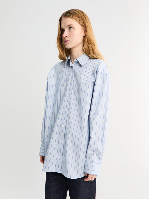 Stoy Classic Striped Shirt In Ice/Azure