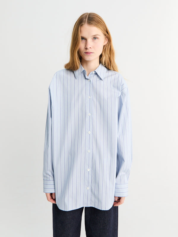 stoy Classic Striped Shirt in Ice/Azure