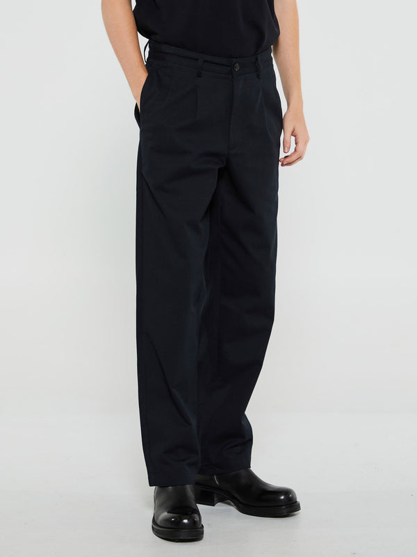 stoy Classic Twill Double-Pleat Pants in Black