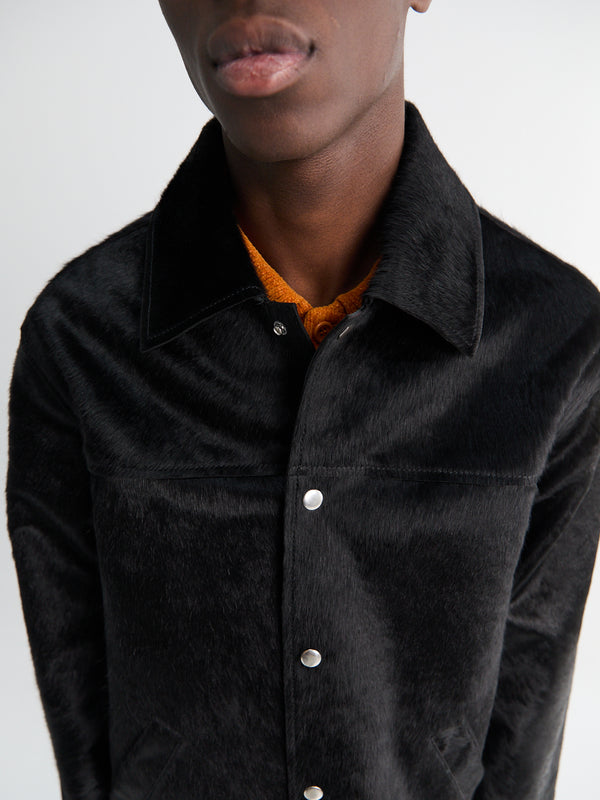 Stoy Coach Jacket In Black Cowhide