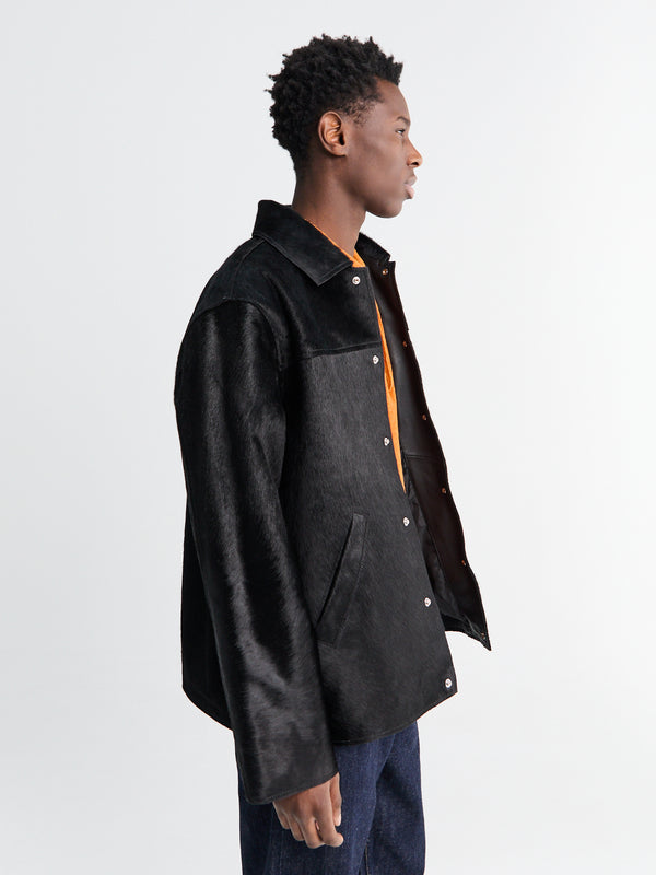 Stoy Coach Jacket In Black Cowhide