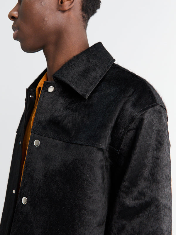 Stoy Coach Jacket In Black Cowhide
