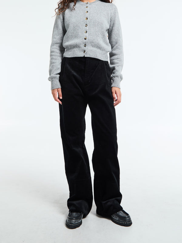 stoy Corduroy Box Trousers in Black