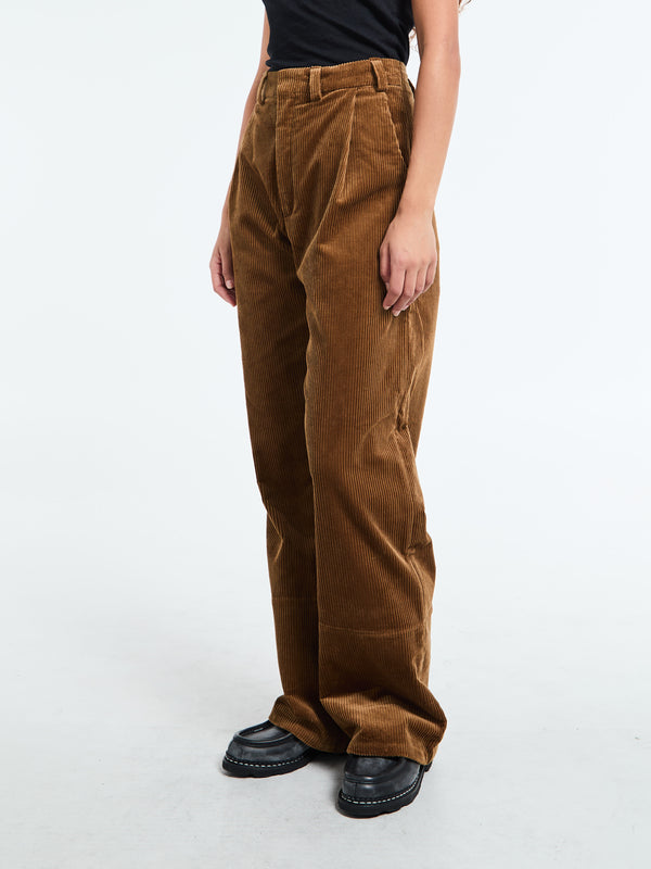 Stoy Corduroy Box Trousers In Cognac
