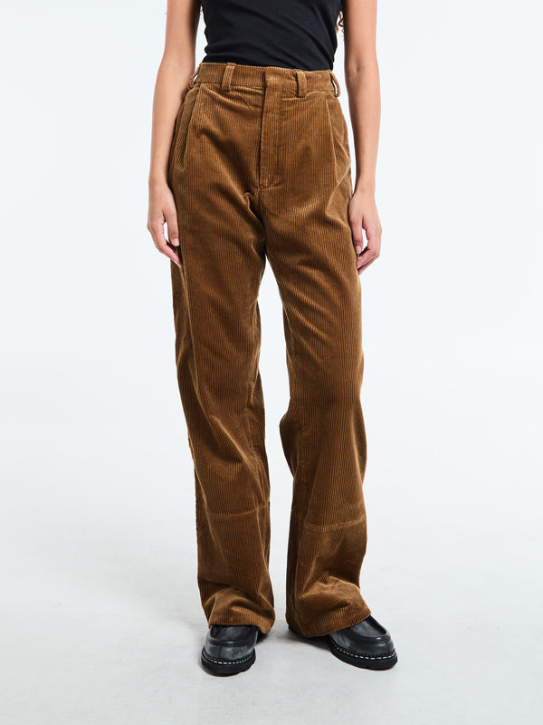 stoy Corduroy Box Trousers in Cognac