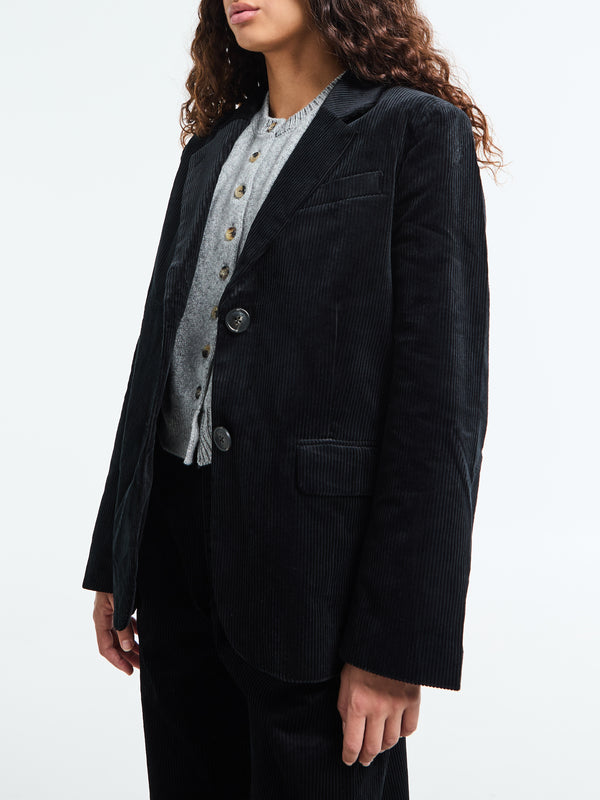 Stoy Corduroy Straight Blazer In Black
