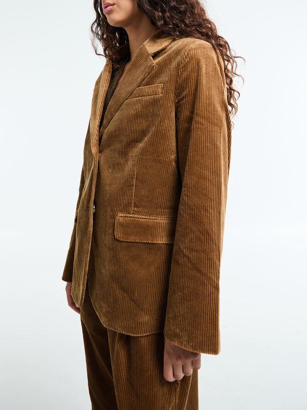 Stoy Corduroy Straight Blazer In Cognac