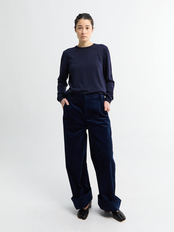 Stoy Corduroy Wide Pants In Navy