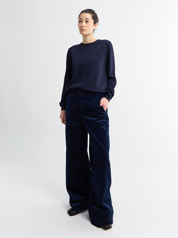 Stoy Corduroy Wide Pants In Navy