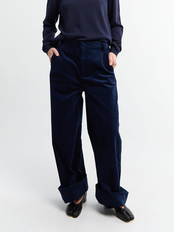 stoy Corduroy wide pants in Navy