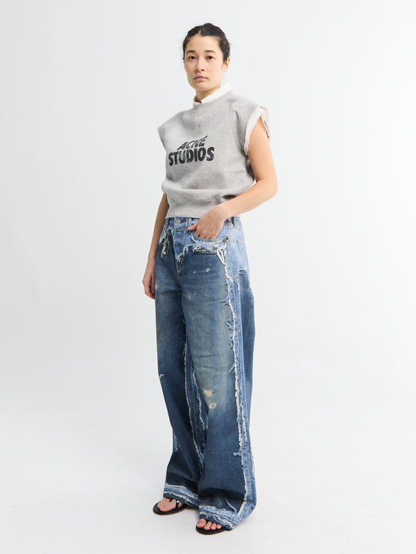 Stoy Cotton Denim Pants In Mid Blue