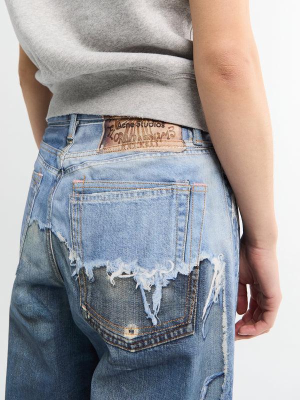 Stoy Cotton Denim Pants In Mid Blue