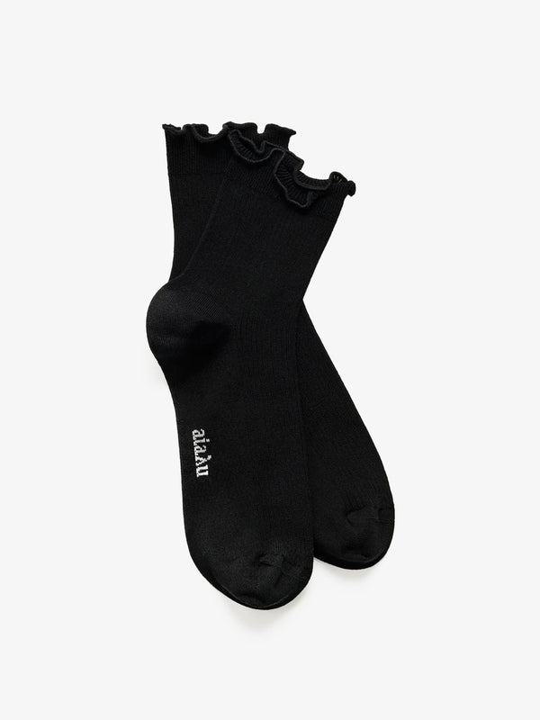 Stoy Cotton Frill Sock In Black