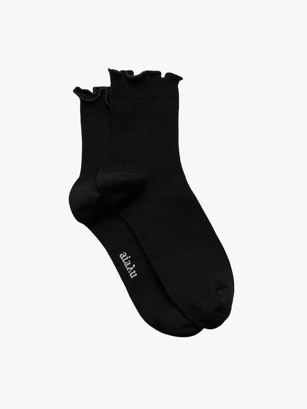 stoy Cotton Frill Sock in Black
