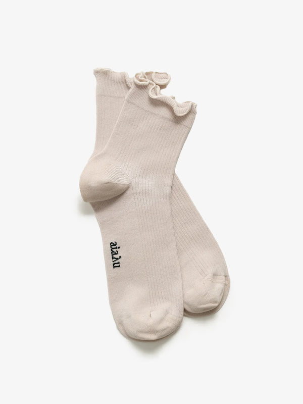 Stoy Cotton Frill Sock In Milk
