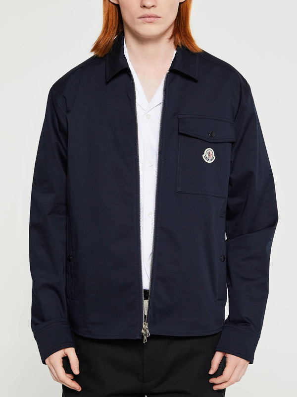Stoy Cotton Gabardine Zip-Up Shirt Jacket In Navy