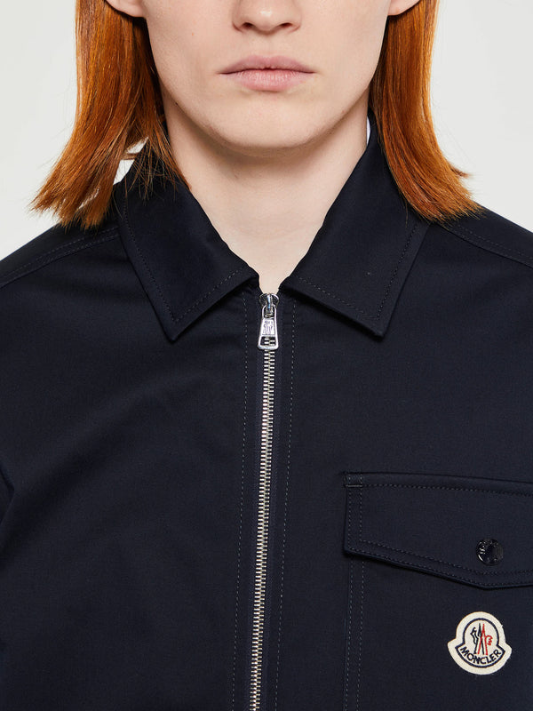 Stoy Cotton Gabardine Zip-Up Shirt Jacket In Navy