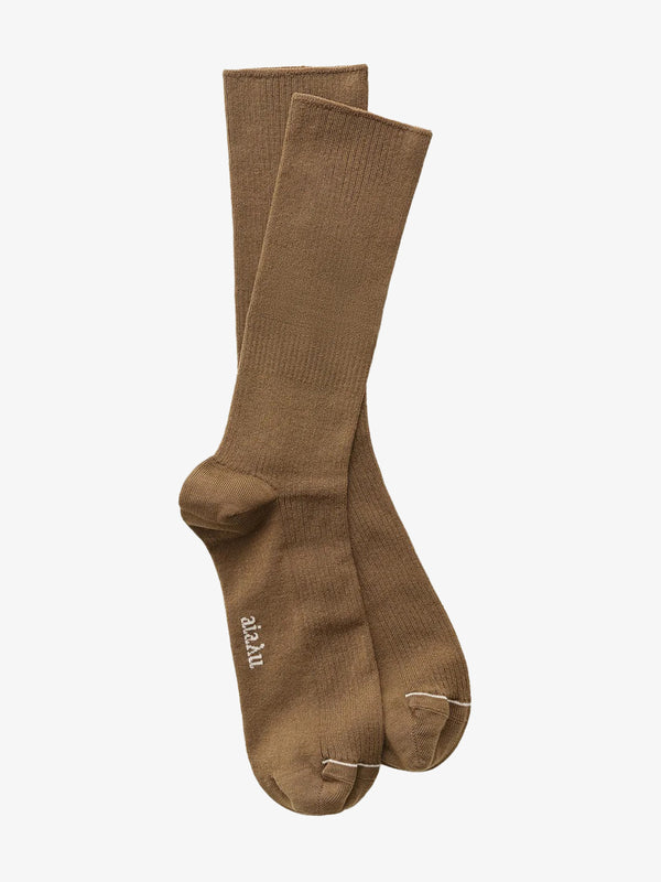 stoy Cotton Rib Socks in Chestnut