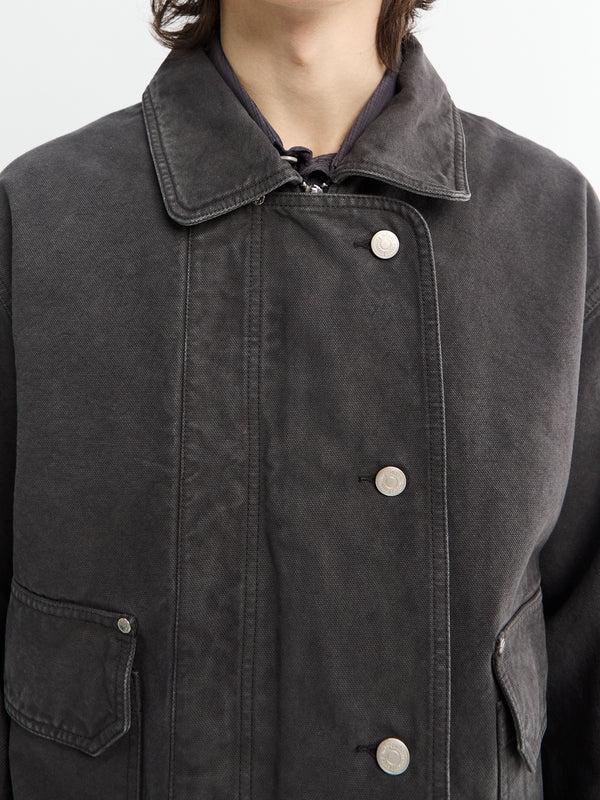 Stoy Courier Jacket In Washed Grey Canvas