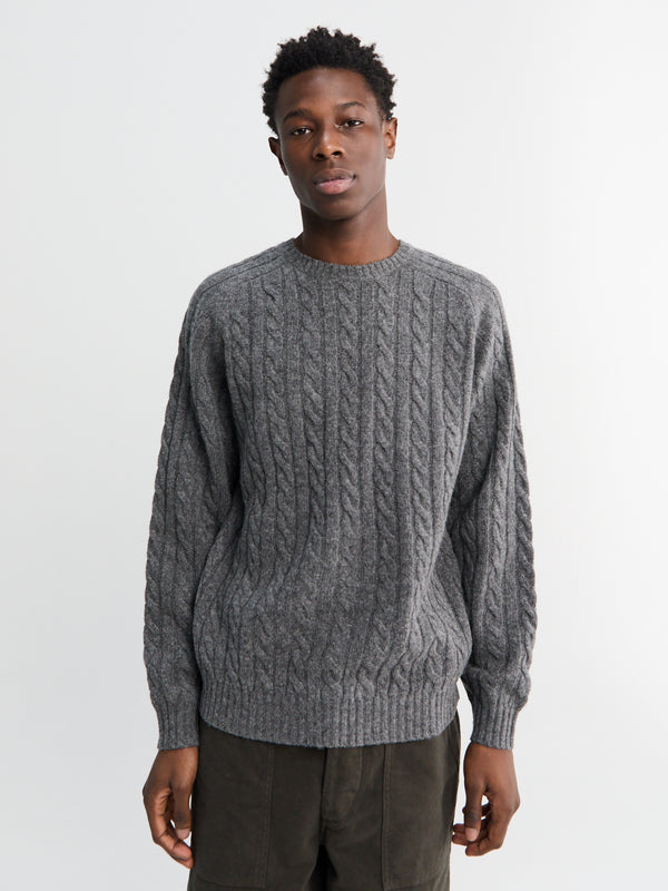 stoy Crew Cable 5G Knitwear in Grey