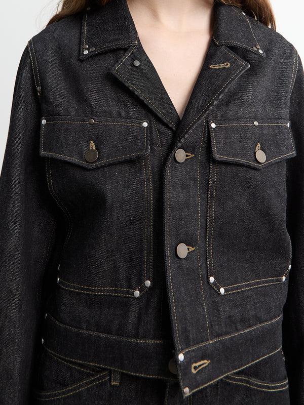 Stoy Cropped Blouson With Studs In Slate
