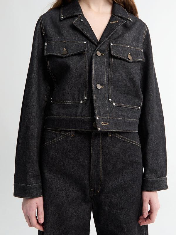 Stoy Cropped Blouson With Studs In Slate