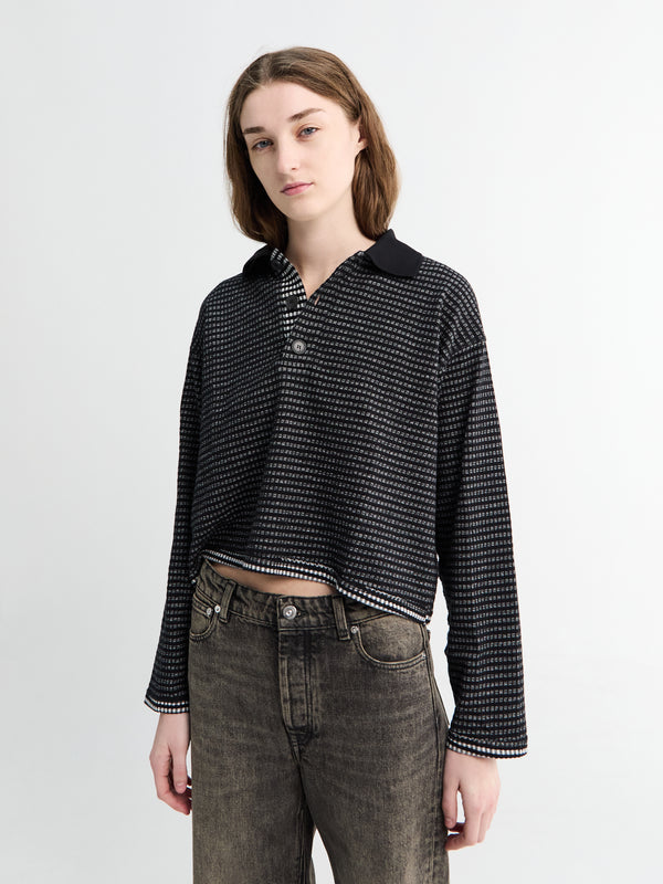 Stoy Cropped Polo In Black Check