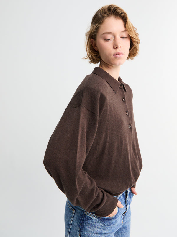 Stoy Croydon Padded Knit Polo In Brown