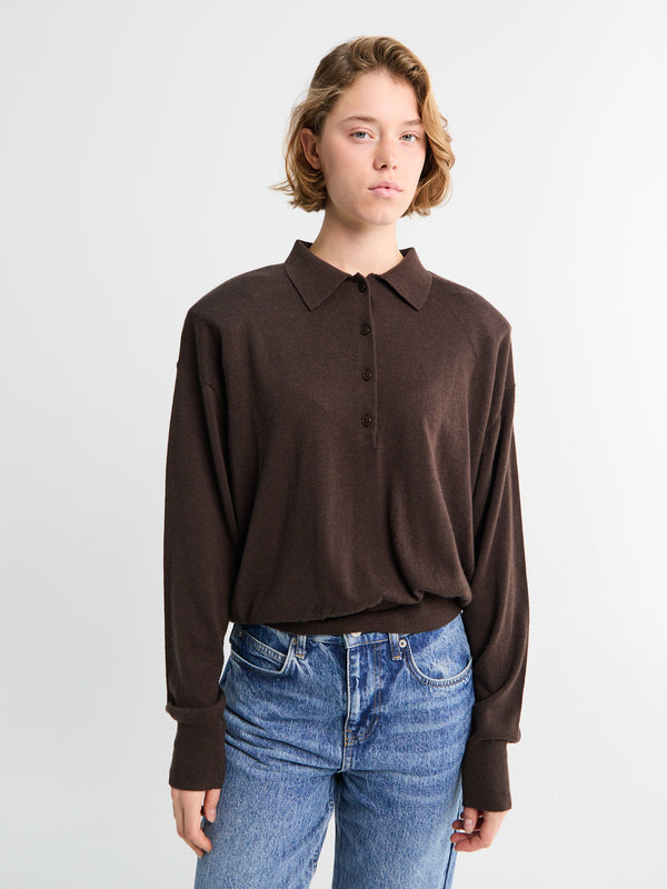 stoy Croydon Padded Knit Polo in Brown