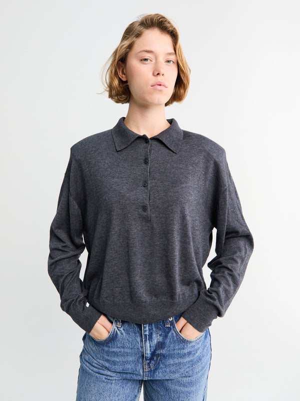 stoy Croydon Padded Knit Polo in Grey