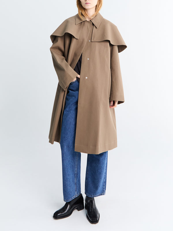 Stoy Detachable Cape Parka Coat In Birch