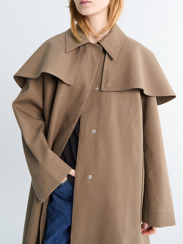 Stoy Detachable Cape Parka Coat In Birch