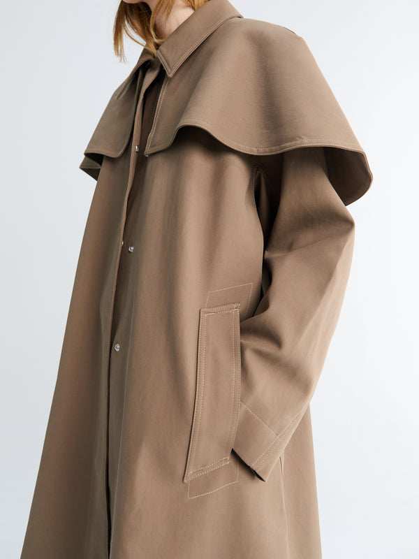 Stoy Detachable Cape Parka Coat In Birch
