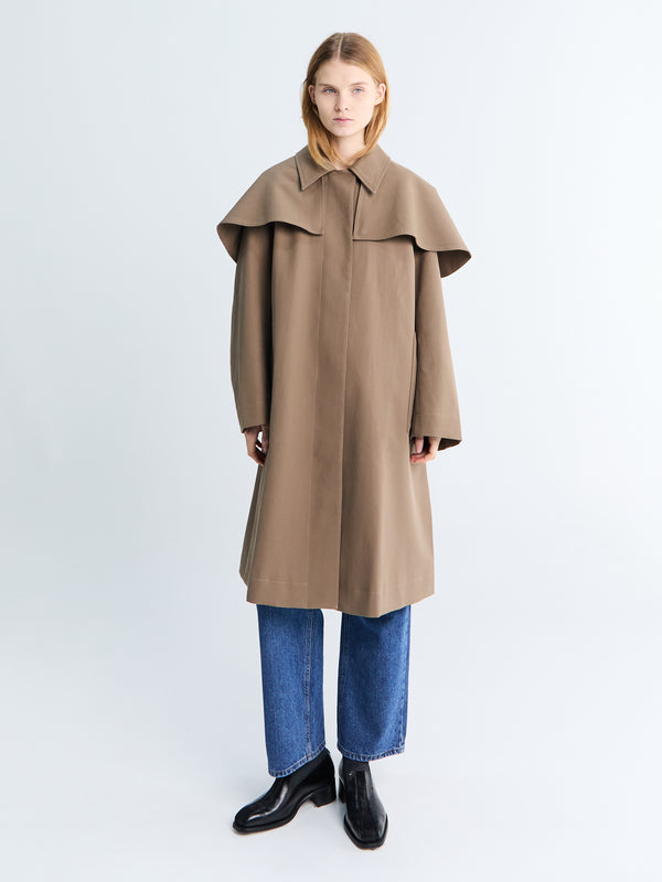 stoy Detachable Cape Parka Coat in Birch