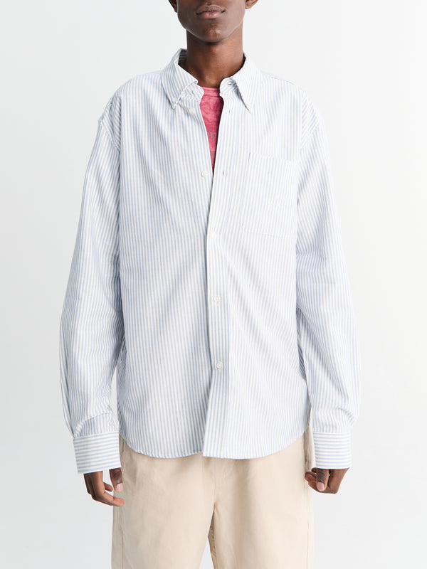Stoy Deuce Oxford Shirt In Light Blue Stripes