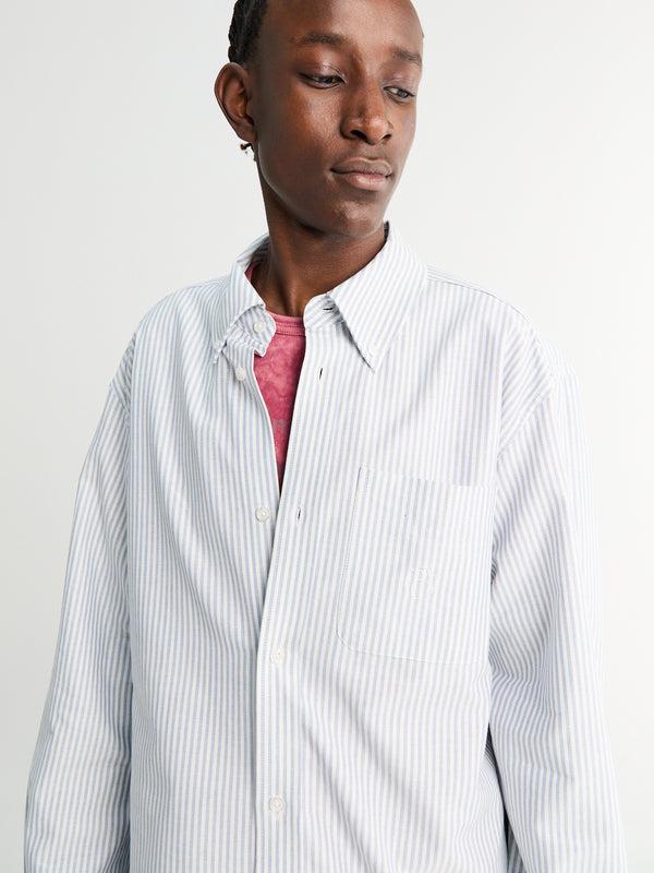stoy Deuce Oxford Shirt in Light Blue Stripes