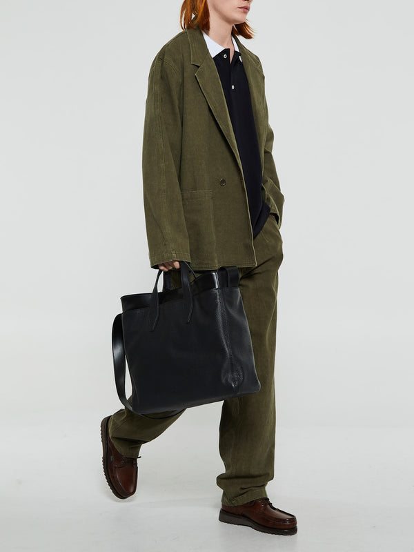 Stoy Double Breasted Cotton Jacket In Dark Olive