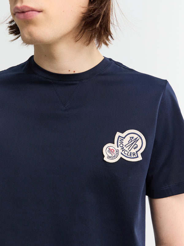Stoy Double Logo Patch Cotton T-Shirt In Navy