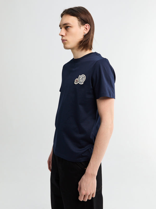 Stoy Double Logo Patch Cotton T-Shirt In Navy