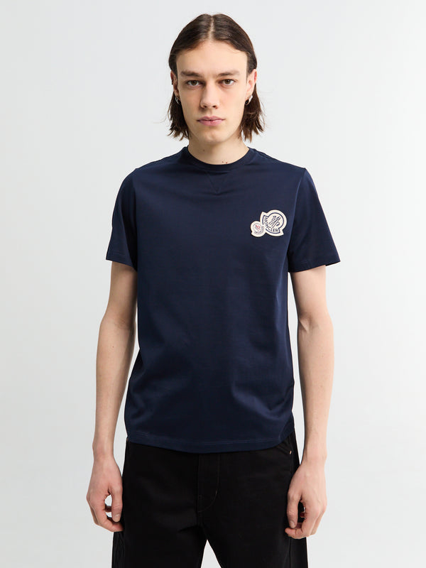 stoy Double Logo Patch Cotton T-Shirt in Navy