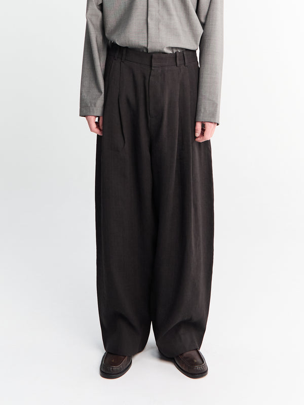 stoy Double Pleat Volume Pants in Espresso