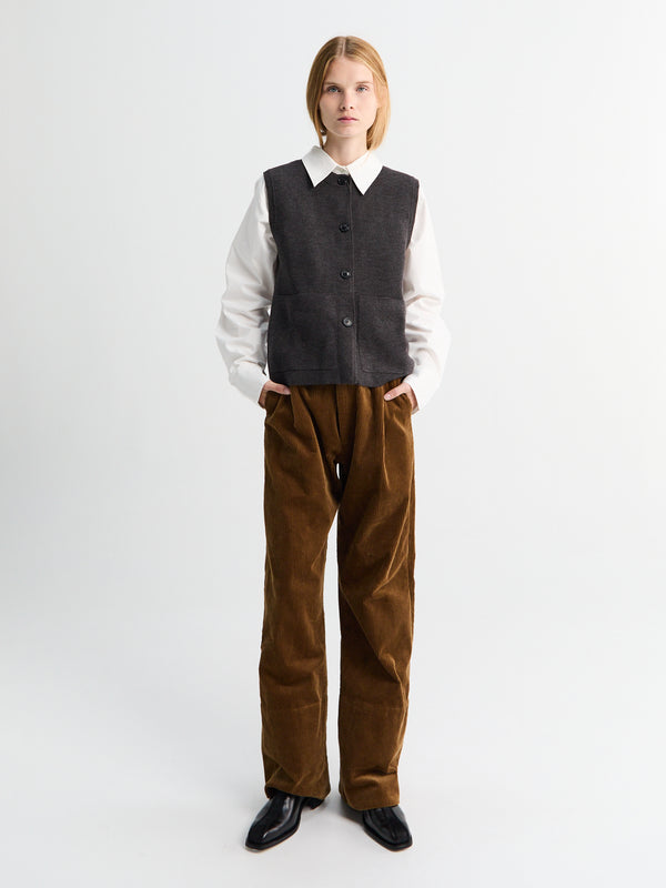 Stoy Elva Vest In Dark Brown Melange