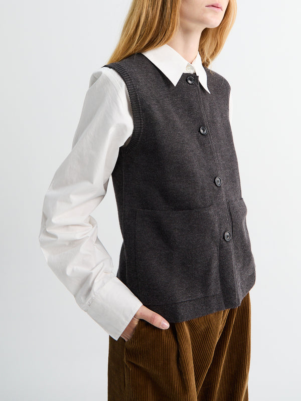 Stoy Elva Vest In Dark Brown Melange